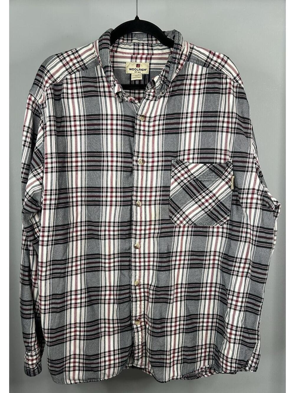 Woolrich Plaid Flannel Long Sleeve Button Down Shirt Men’s Size 2XL